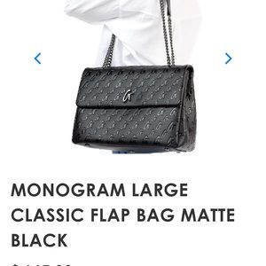 Glamaholic Lifestyle Monogram Large Classic Flap Bag Matte Black -NWT